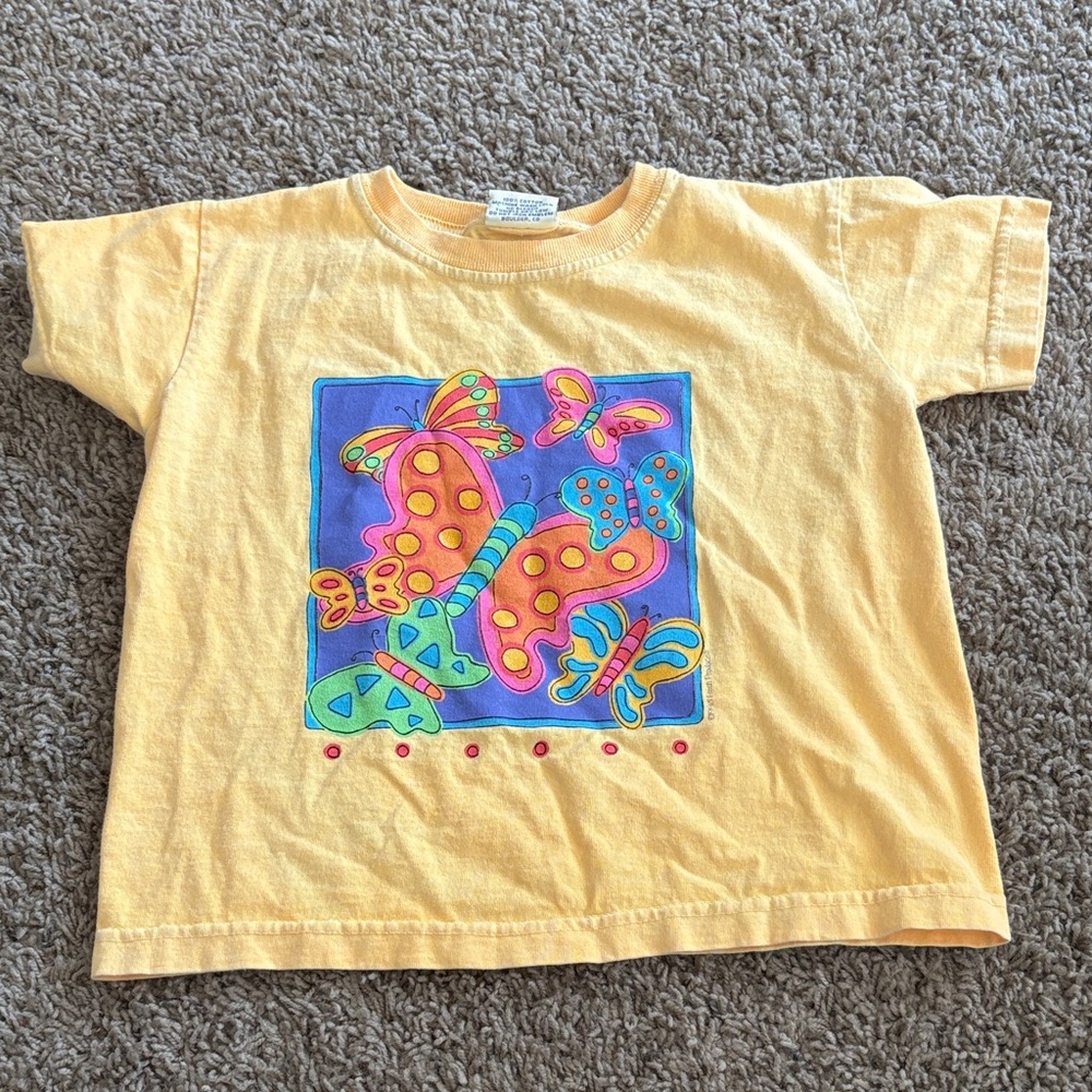Fresh Produce Kids T-Shirt with Colorful Butterfly Design